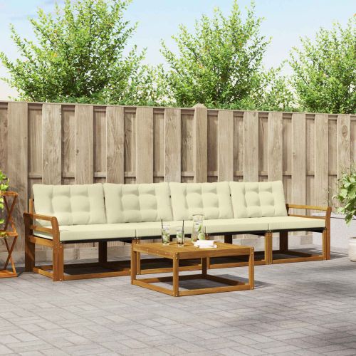 Комплект дивани за открито 5 pcs Натурален и Крема
