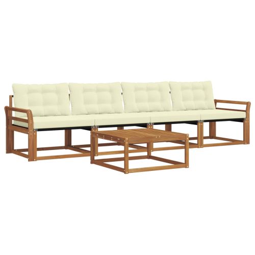 Комплект дивани за открито 5 pcs Натурален и Крема