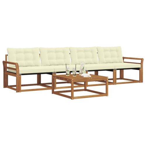 Комплект дивани за открито 5 pcs Натурален и Крема