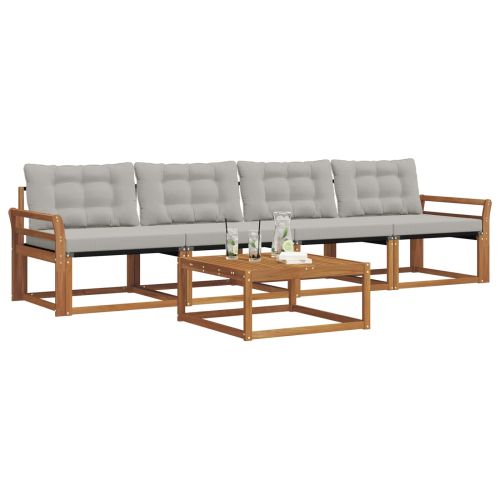 Комплект дивани за открито 5 pcs Естествено и светло сиво