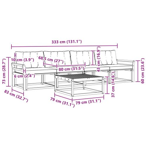 Комплект дивани за открито 5 pcs Естествено и светло сиво