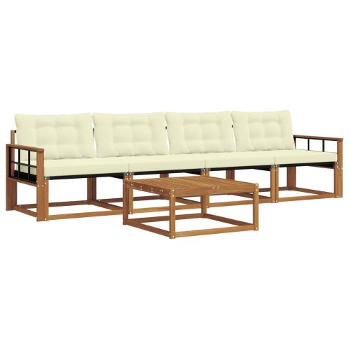 Комплект дивани за открито 5 pcs Натурален и Крема