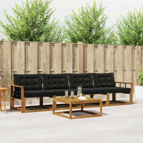 Комплект дивани за открито 5 pcs Естествено и черно