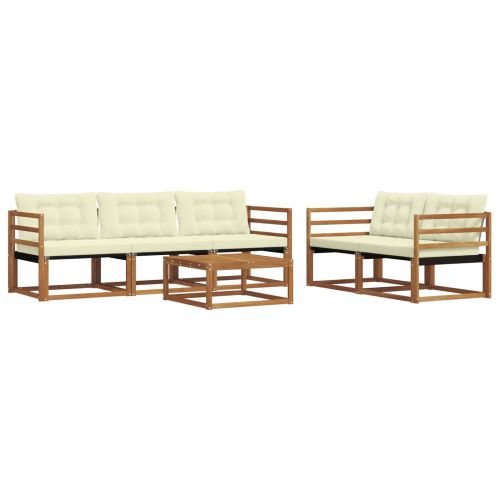 Комплект дивани за открито 6 pcs Натурален и Крема