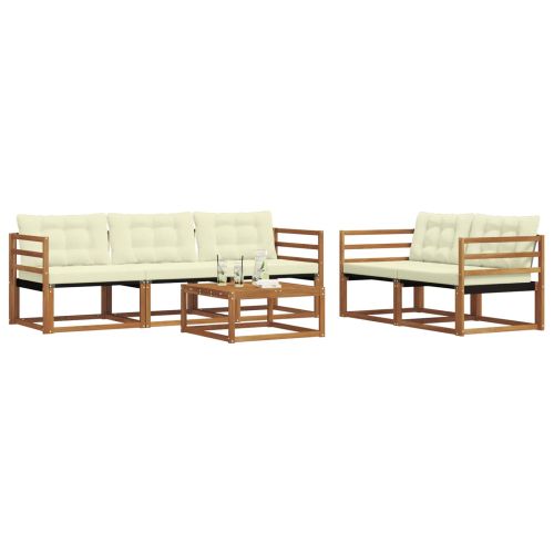 Комплект дивани за открито 6 pcs Натурален и Крема