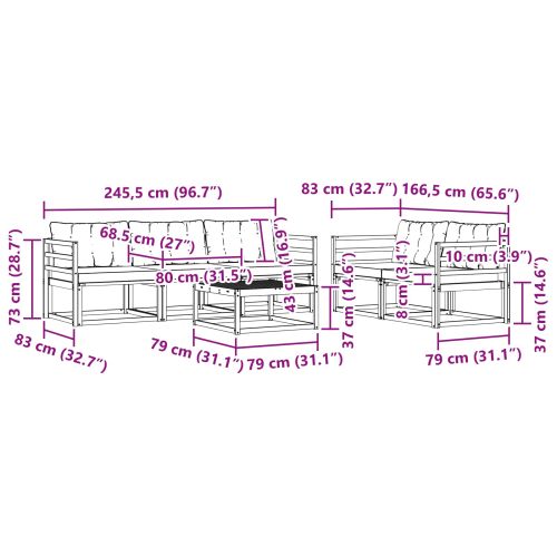 Комплект дивани за открито 6 pcs Натурален и Крема