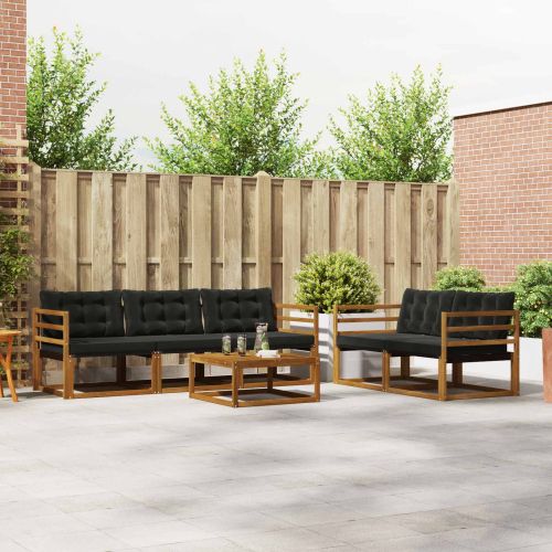 Комплект дивани за открито 6 pcs Естествено и черно