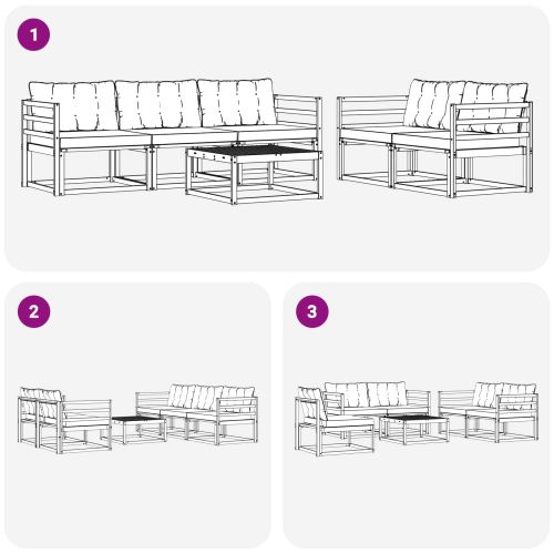 Комплект дивани за открито 6 pcs Естествено и черно