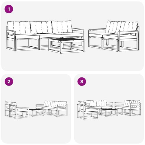 Комплект дивани за открито 6 pcs Натурален и Крема