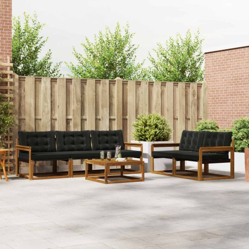 Комплект дивани за открито 6 pcs Естествено и черно