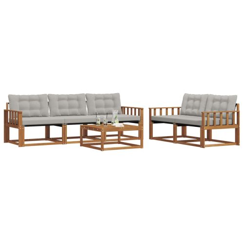 Комплект дивани за открито 6 pcs Естествено и светло сиво