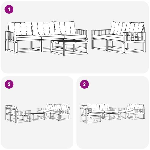 Комплект дивани за открито 6 pcs Естествено и светло сиво