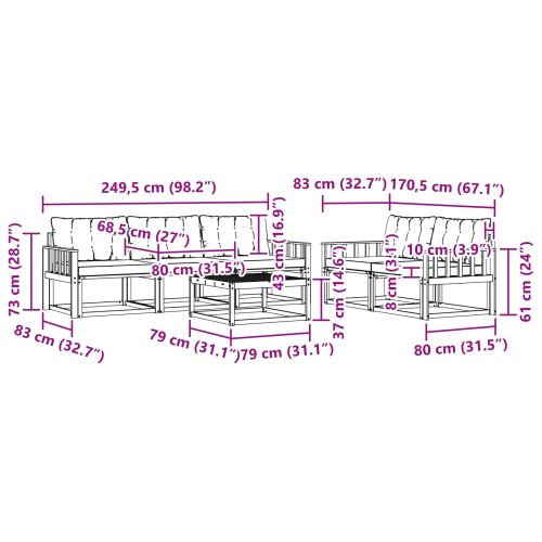 Комплект дивани за открито 6 pcs Естествено и светло сиво