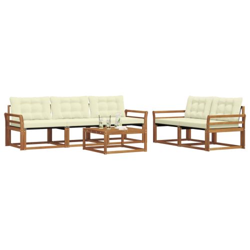 Комплект дивани за открито 6 pcs Натурален и Крема