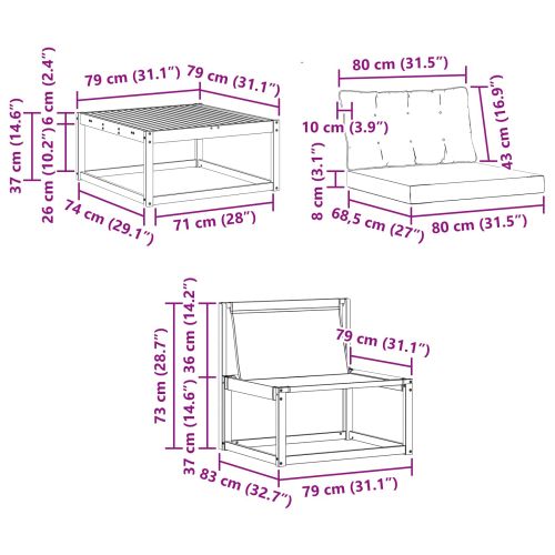 Комплект дивани за открито 6 pcs Натурален и Крема