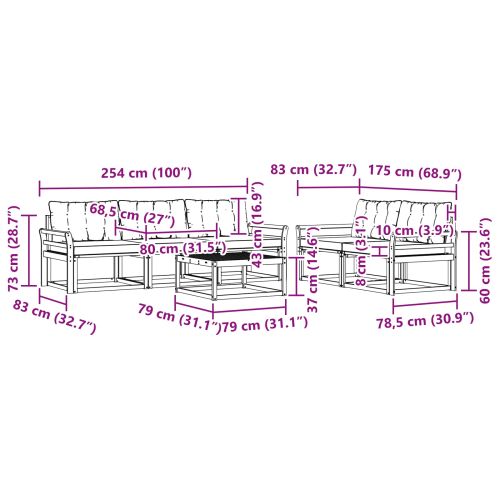 Комплект дивани за открито 6 pcs Естествено и светло сиво