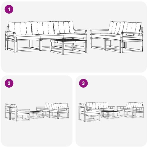 Комплект дивани за открито 6 pcs Естествено и черно
