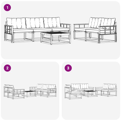 Комплект дивани за открито 6 pcs Естествено и черно