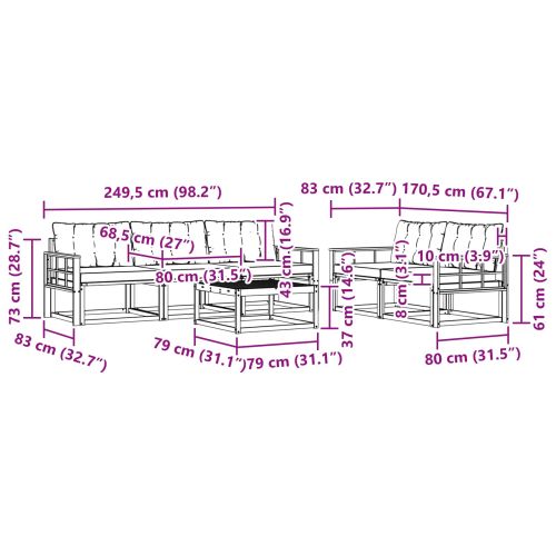 Комплект дивани за открито 6 pcs Естествено и черно