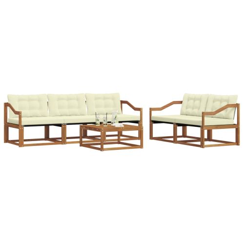 Комплект дивани за открито 6 pcs Натурален и Крема