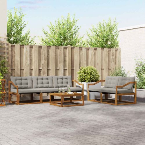 Комплект дивани за открито 6 pcs Естествено и светло сиво