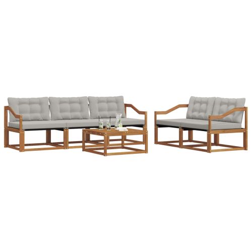 Комплект дивани за открито 6 pcs Естествено и светло сиво