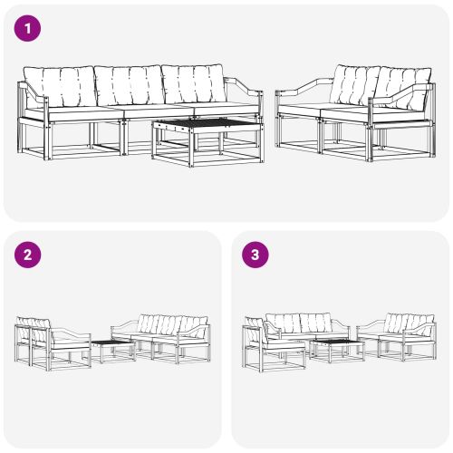 Комплект дивани за открито 6 pcs Естествено и черно