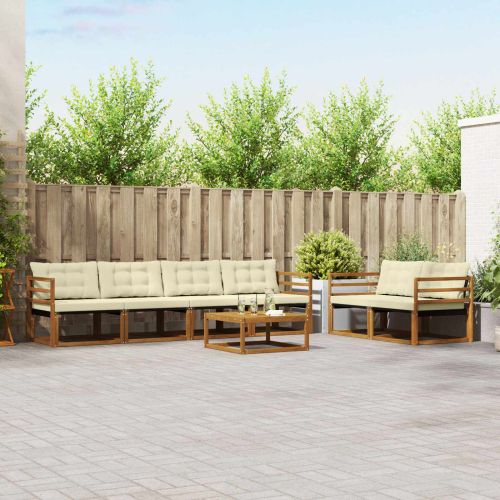 Комплект дивани за открито 7 pcs Натурален и Крема