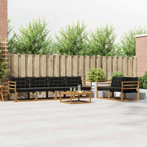 Комплект дивани за открито 7 pcs Естествено и черно