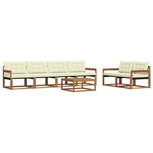 Комплект дивани за открито 7 pcs Натурален и Крема