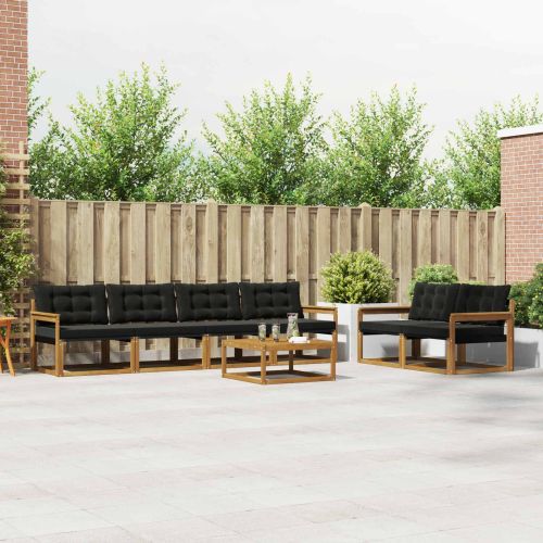 Комплект дивани за открито 7 pcs Естествено и черно