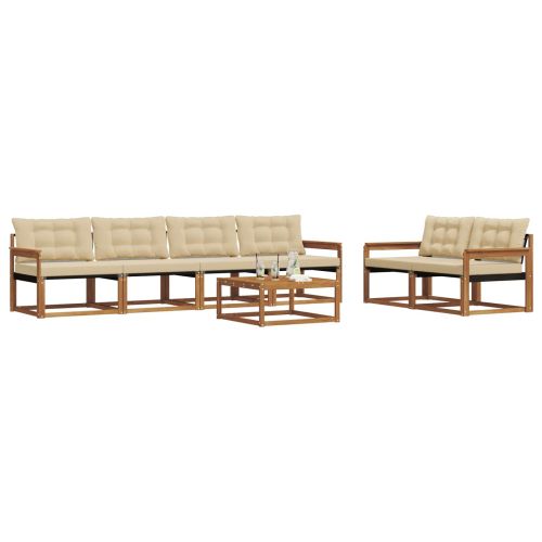 Комплект дивани за открито 7 pcs Натурален и Бежов