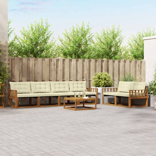Комплект дивани за открито 7 pcs Натурален и Крема