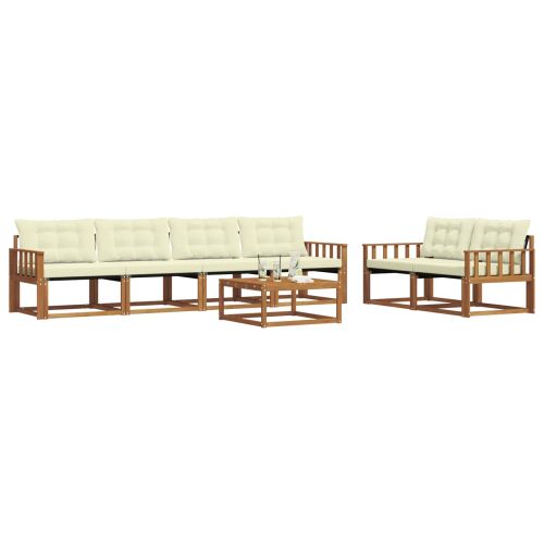 Комплект дивани за открито 7 pcs Натурален и Крема