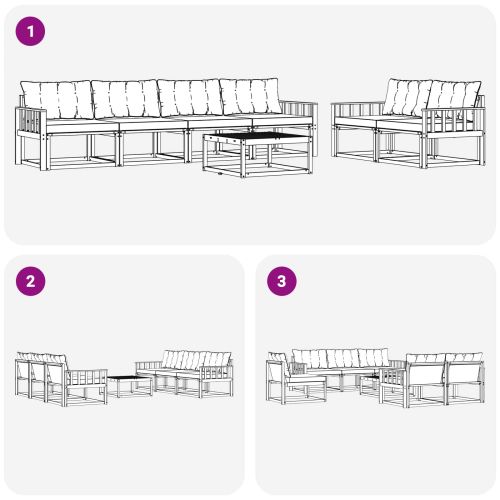 Комплект дивани за открито 7 pcs Естествено и черно