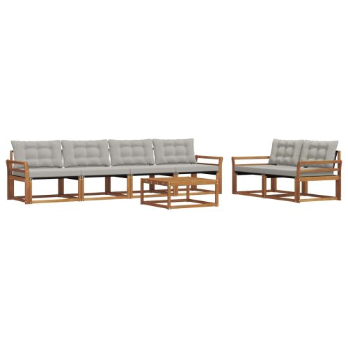 Комплект дивани за открито 7 pcs Естествено и светло сиво