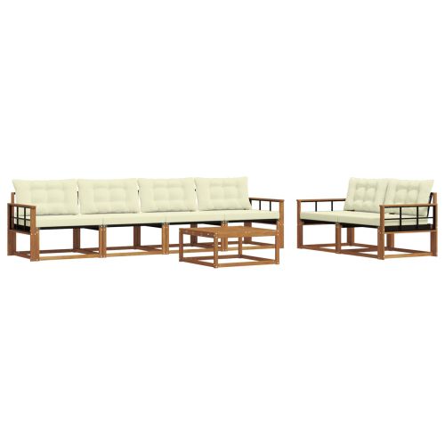 Комплект дивани за открито 7 pcs Натурален и Крема