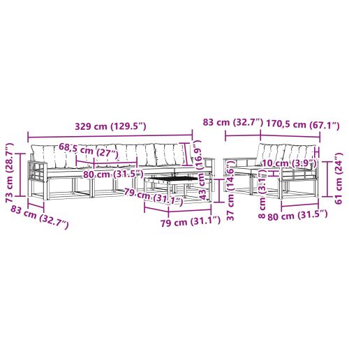 Комплект дивани за открито 7 pcs Натурален и Крема