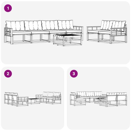 Комплект дивани за открито 7 pcs Естествено и черно