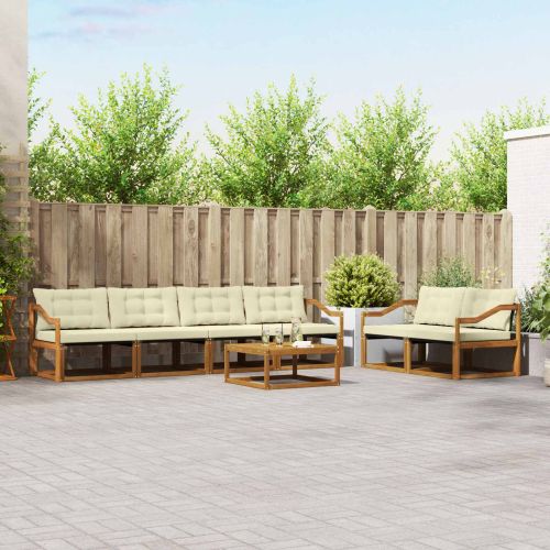 Комплект дивани за открито 7 pcs Натурален и Крема