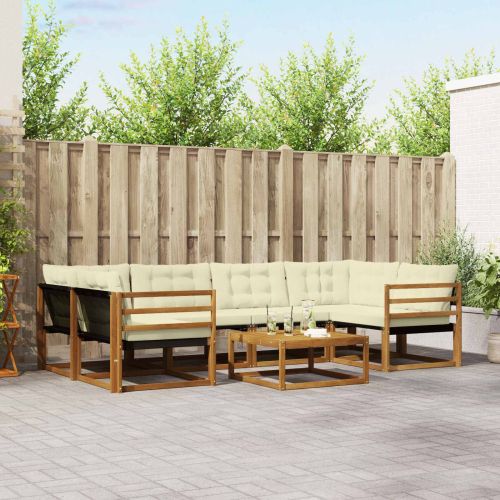 Комплект дивани за открито 7 pcs Натурален и Крема