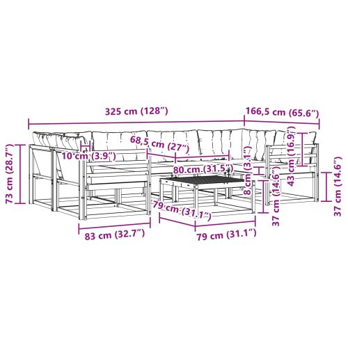 Комплект дивани за открито 7 pcs Натурален и Крема