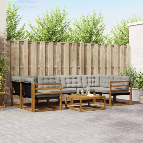 Комплект дивани за открито 7 pcs Естествено и светло сиво