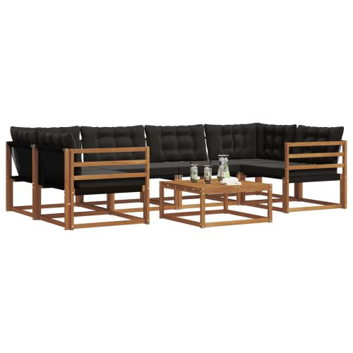Комплект дивани за открито 7 pcs Естествено и черно