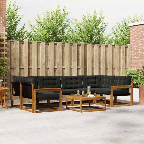 Комплект дивани за открито 7 pcs Естествено и черно