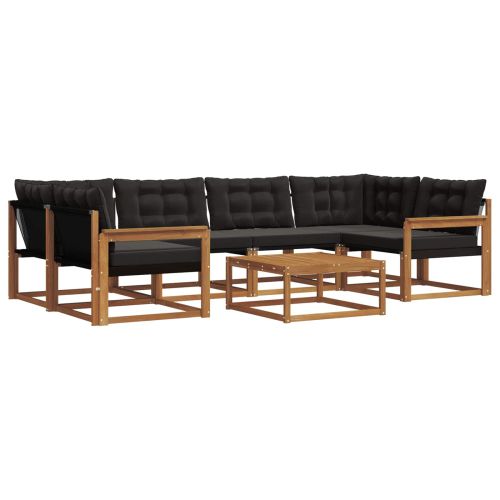 Комплект дивани за открито 7 pcs Естествено и черно