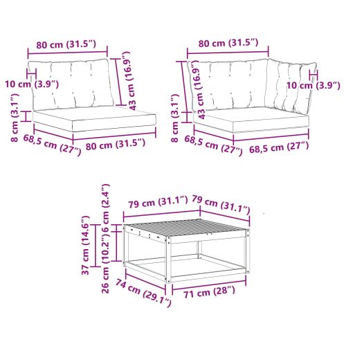 Комплект дивани за открито 7 pcs Натурален и Крема