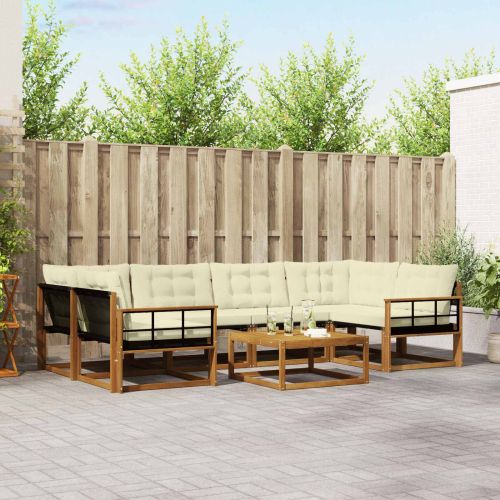 Комплект дивани за открито 7 pcs Натурален и Крема