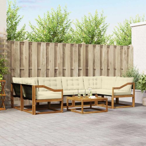 Комплект дивани за открито 7 pcs Натурален и Крема