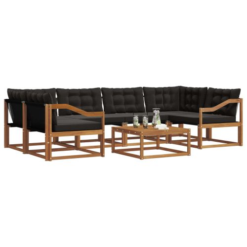 Комплект дивани за открито 7 pcs Естествено и черно